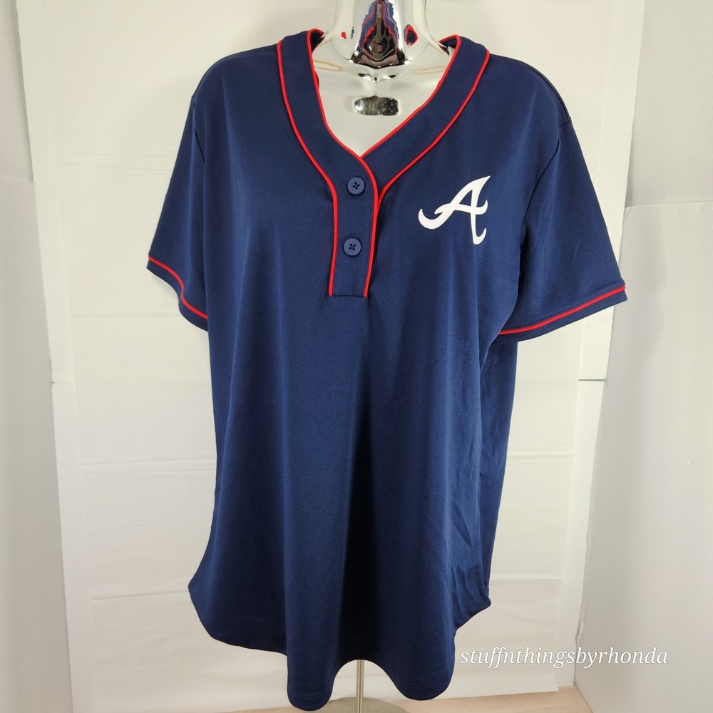 NWT Women's Atlanta Braves Baseball Style Jersey Top Size Large